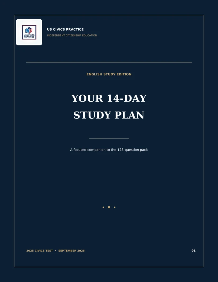 Cover of the English 9-page bonus study guide — Your 14-Day Study Plan