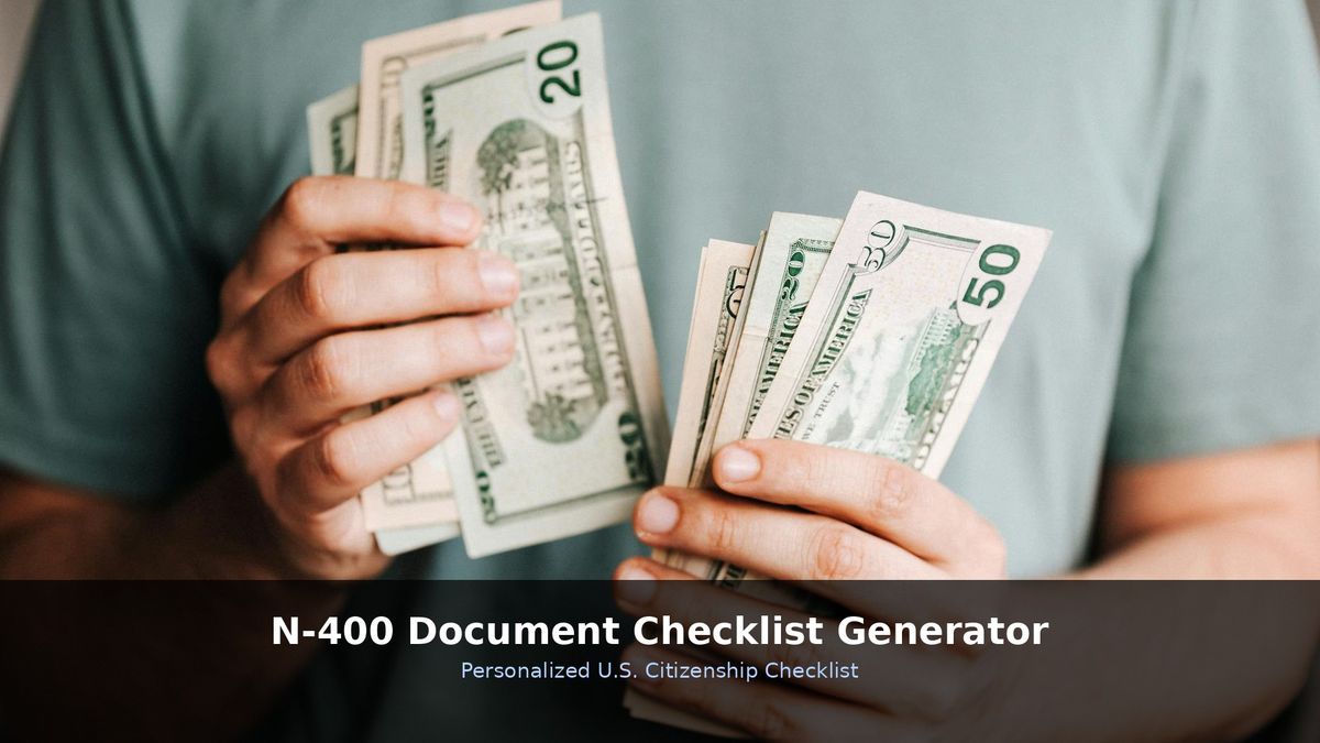 Immigrant preparing N-400 citizenship documents with checklist and laptop